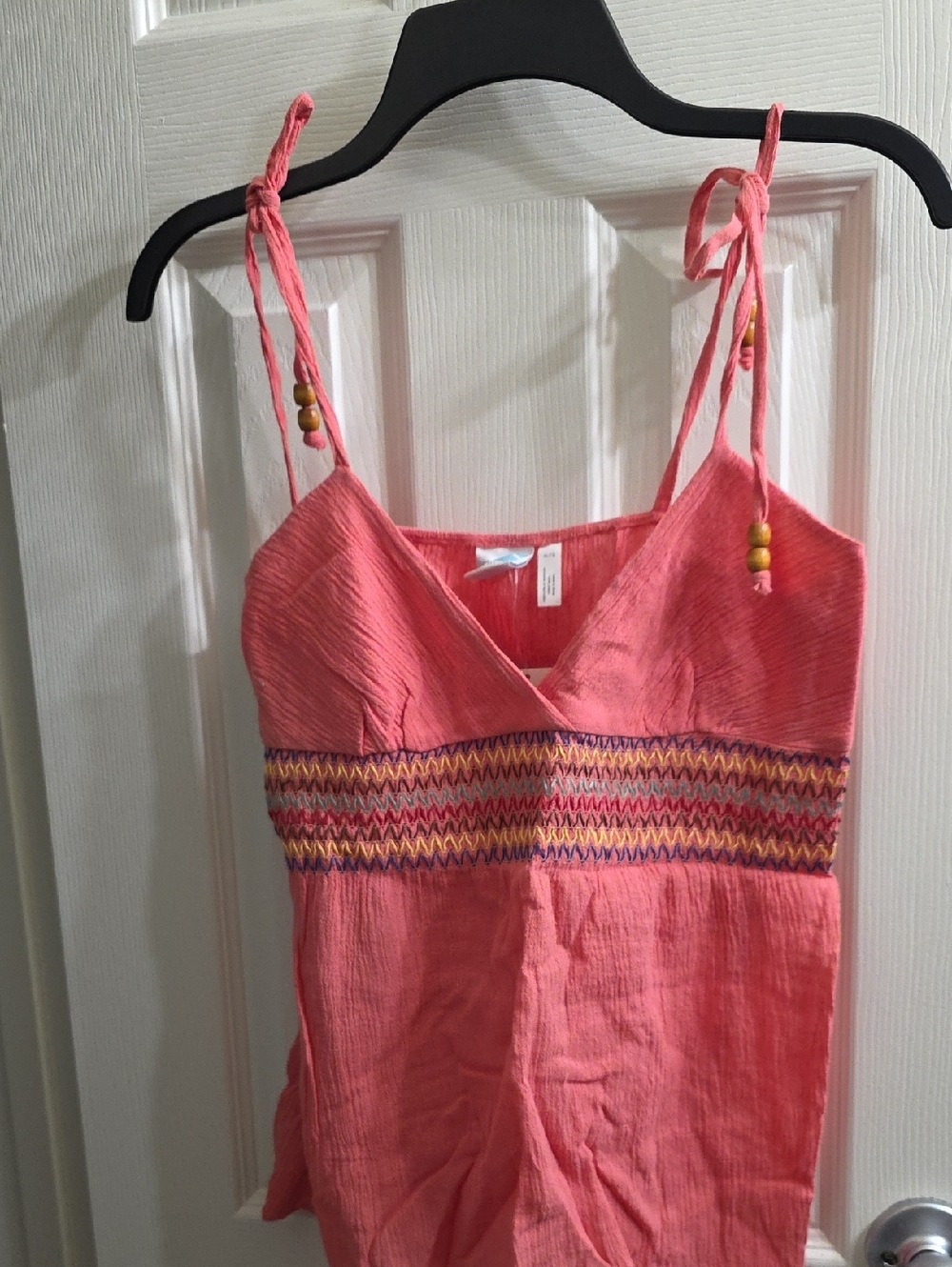 Coral Tie-Shoulder Smocked Waist Camisole Size M